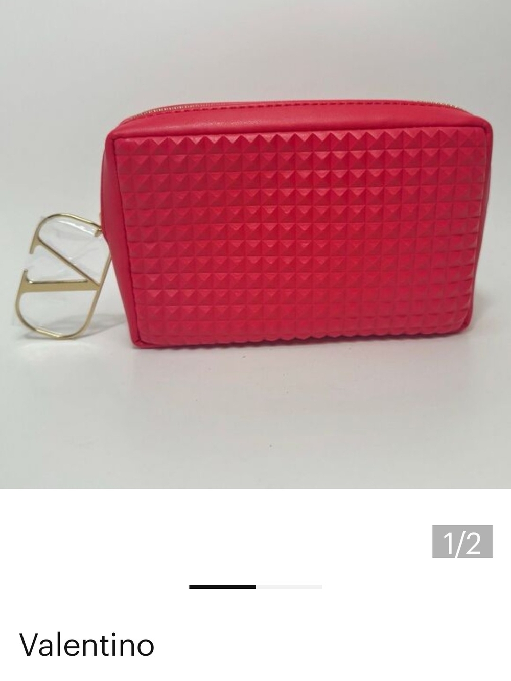 Valentino Bright Red Zip Wristlet with Gold Hardware Nwt - Picture 2 of 7